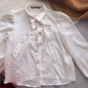 Zara pearl floral button down